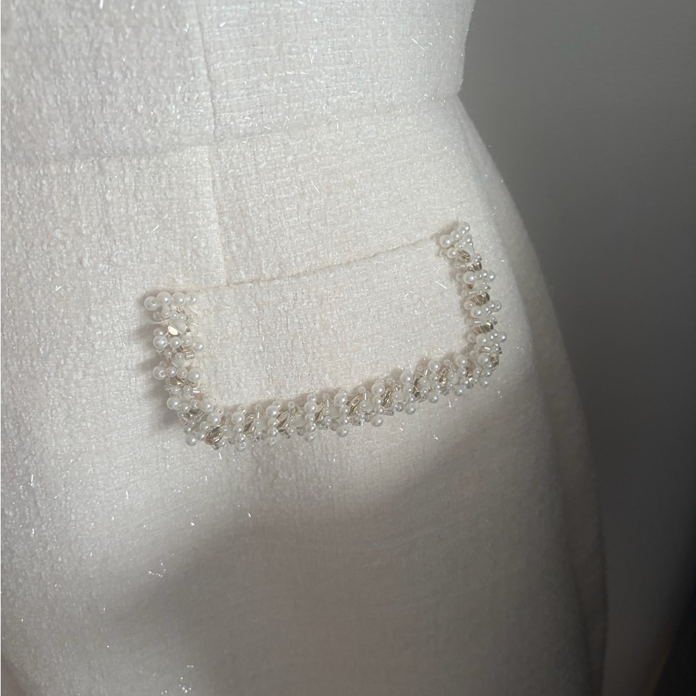 NADINE MERABI Elegant Cream Mini Dress - Picture 5 of 12